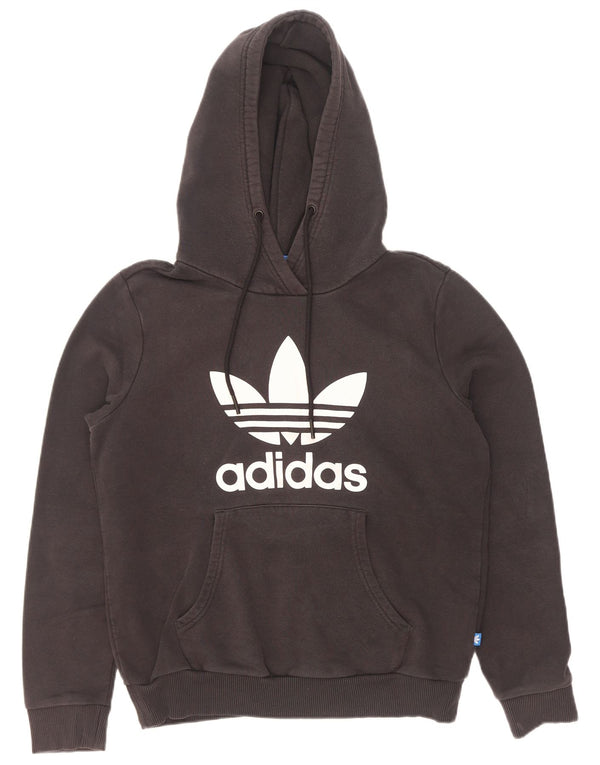 Adidas Damen Graphic Hoodie Pullover UK 14 Große schwarze Baumwolle