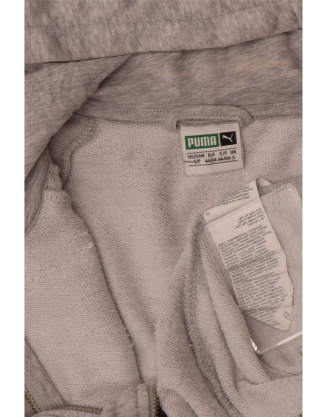 Puma Mens Zip Hoodie Sweater Small Grey Flecked Cotton
