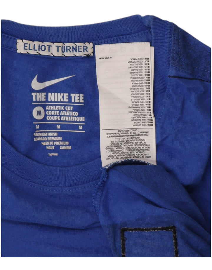 NIKE Mens Athletic Cut T-Shirt Top Medium Blue Striped Cotton