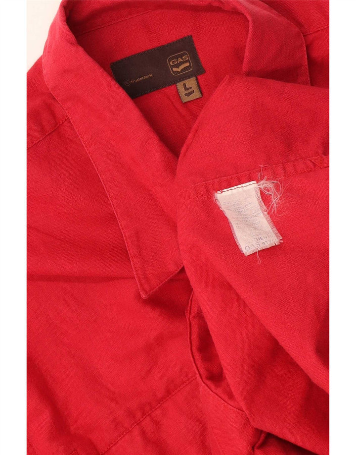 Camicia a maniche corte da uomo Gas Large rossa in cotone
