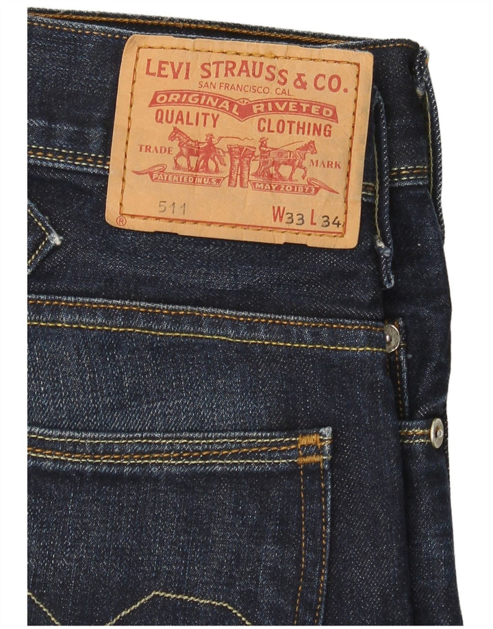 Levi's Womens 511 Slim Jeans W33 L34 Navy Blue Cotton