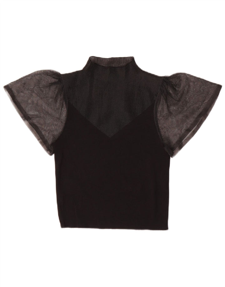 Zara Womens See Through Blouse Top UK 8 Small Black