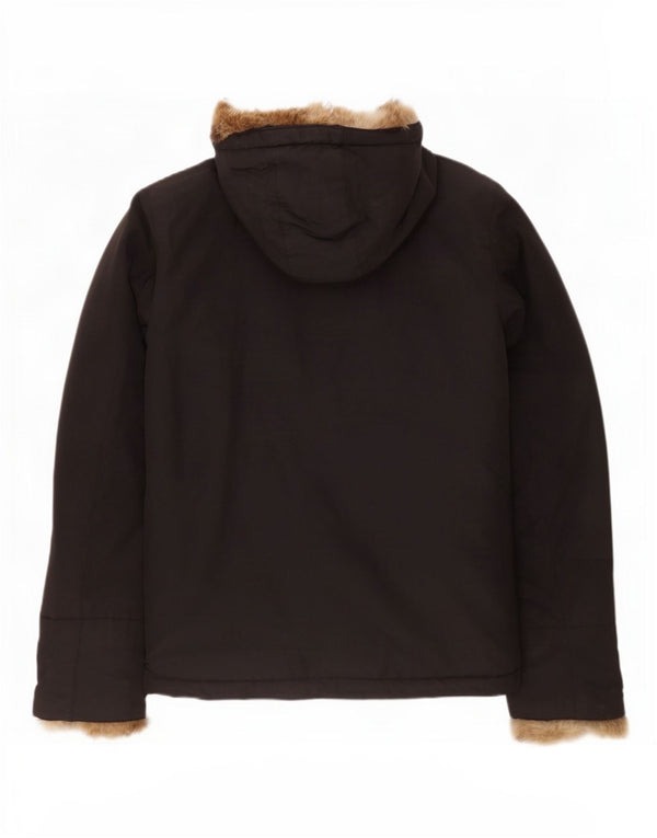 Jachetă căptușită cu glugă Woolrich pentru femei UK 14, bumbac mediu negru