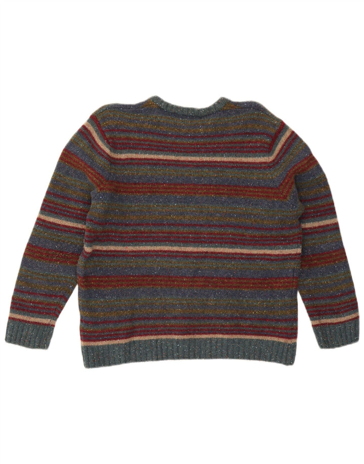 Paco Womens Crew Neck Jumper Sweater UK 16 Large Multicoloured Striped Wool