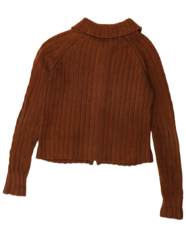 Zara Damen-Cardigan mit durchgehendem Reißverschluss, Gr. 10, Größe S, braun, Baumwolle