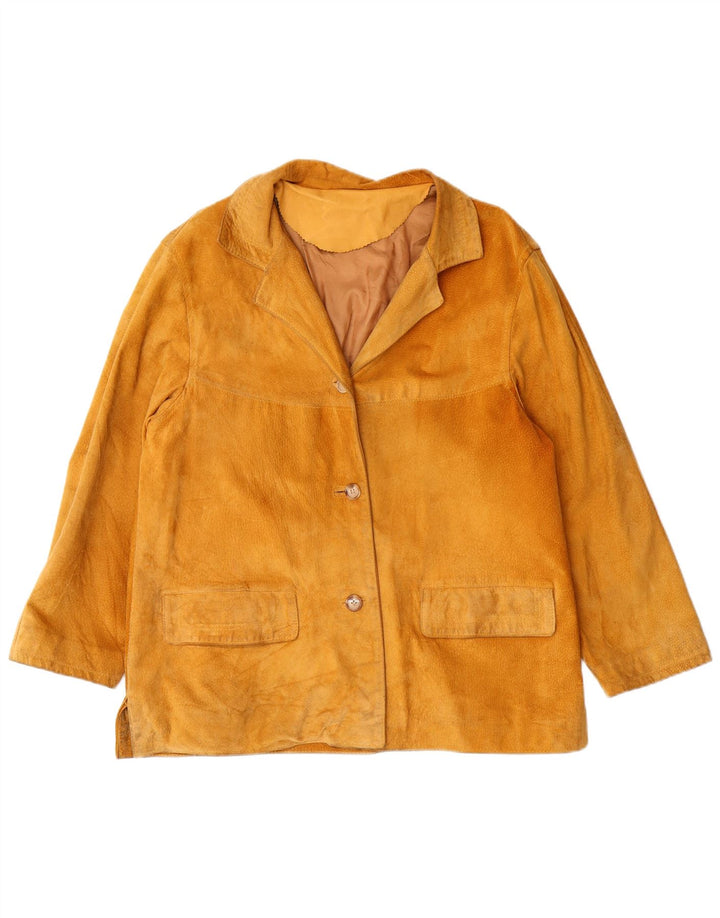 ROSSODISERA Womens Loose Fit Suede Jacket IT 44 Medium Brown Leather