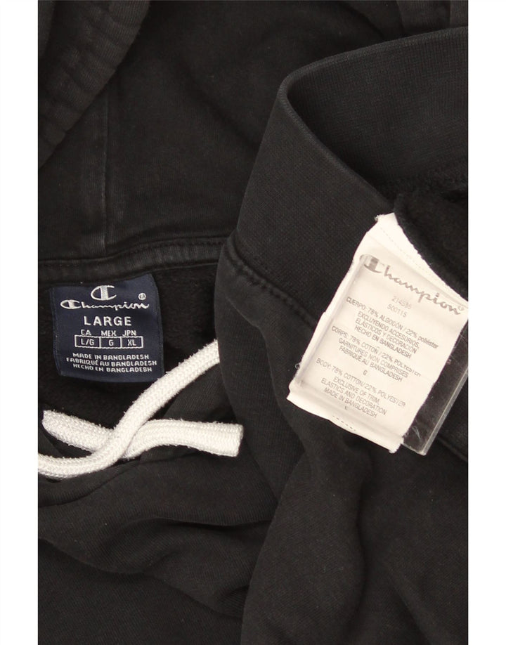 CHAMPION Mens Hoodie Jumper Large Black Cotton