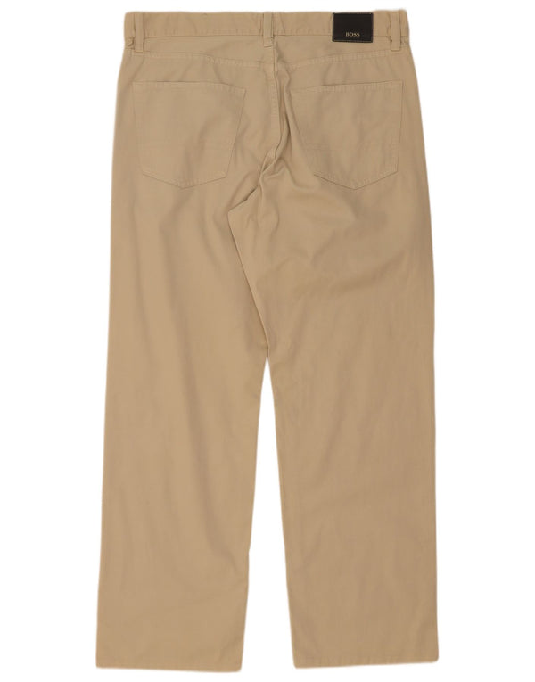 Hugo Boss Herren gerade Freizeithose W36 L32 Beige Baumwolle