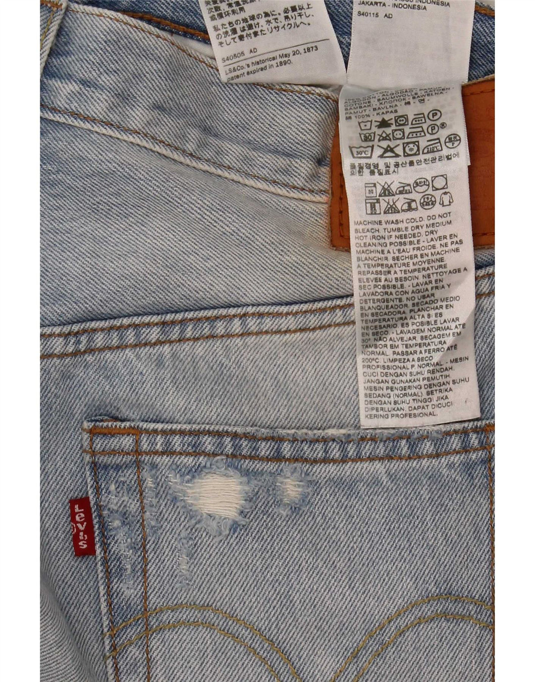 Levi's Mens Distressed Slim Jeans W29 L32 Blue Cotton