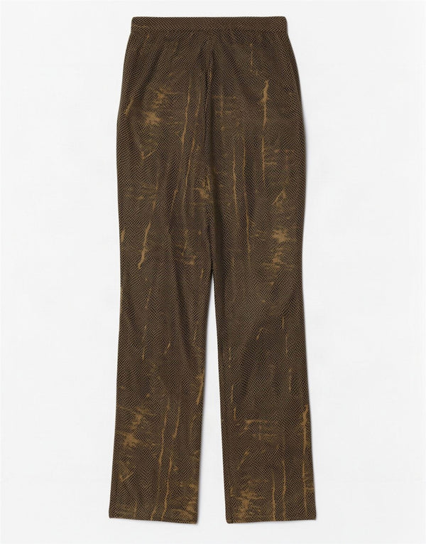 Pantalon droit en simili cuir femme vintage W24 L31 imprimé animal vert