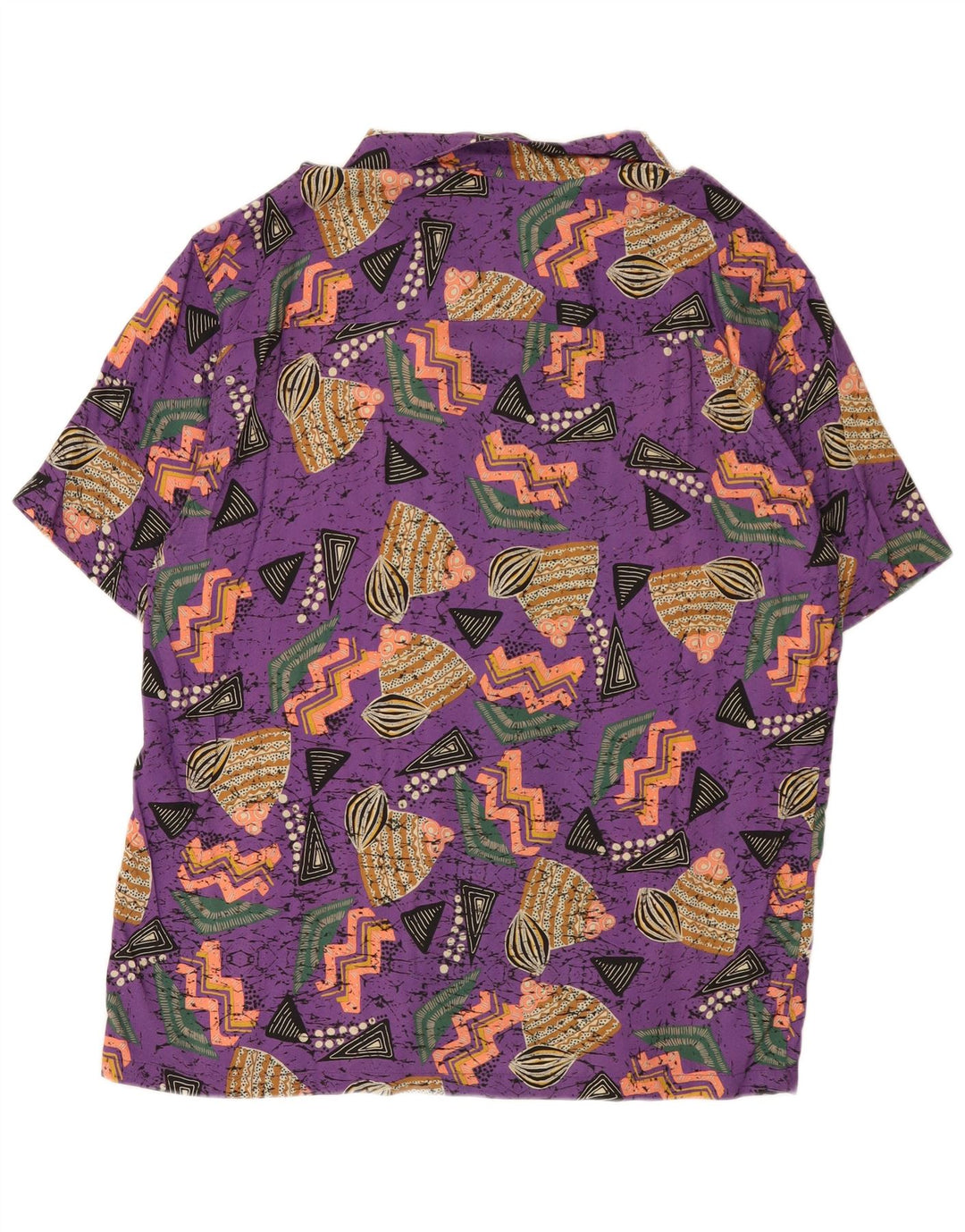 Pull & Bear Mens STWD Hawaiian Short Sleeve Shirt XL Purple Geometric