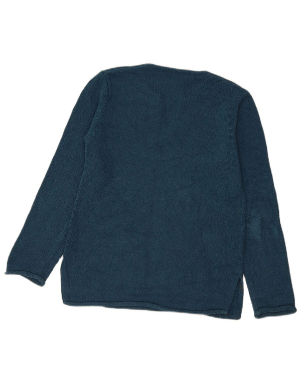 L.L.Bean Womens Oversized V-Neck Jumper Sweater UK 6 XS Navy Blue Silk