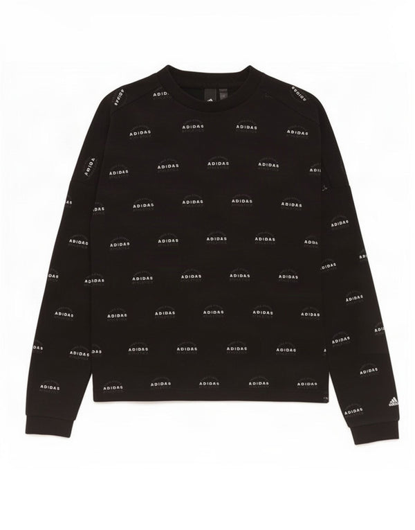 Adidas Mens Graphic Moletom Jumper Pequeno Algodão Preto