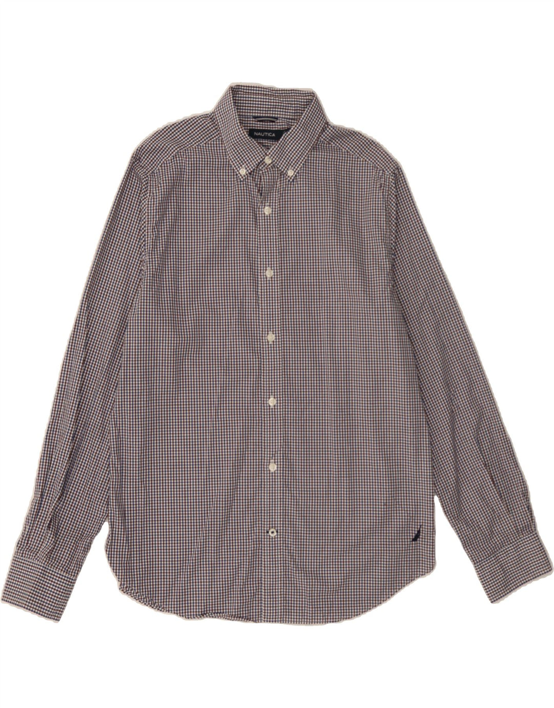 NAUTICA Mens Shirt Medium Navy Blue Gingham Cotton Vintage Nautica and Second-Hand Nautica from Messina Hembry 