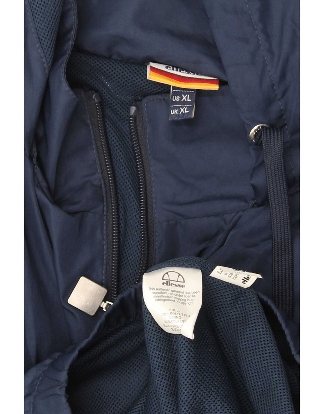 Ellesse Mens Hooded Rain Jacket UK 42 XL Blue Colourblock Polyester