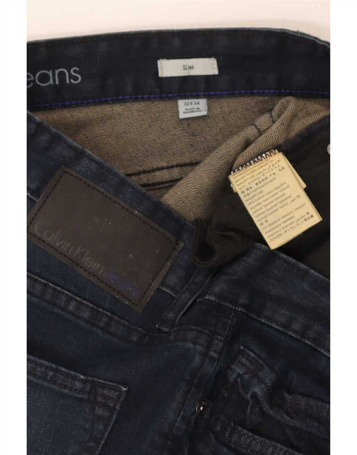 Calvin Klein Womens Slim Jeans W32 L34 Navy Blue Cotton