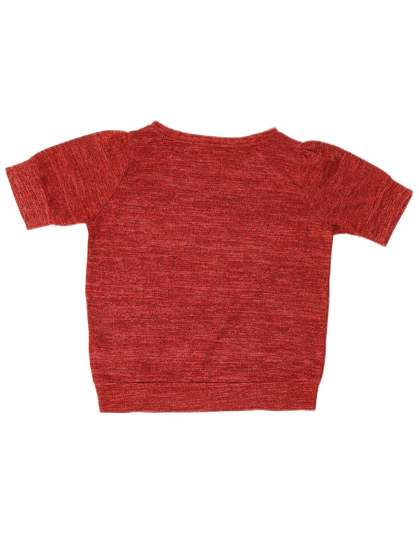 Zara Camiseta Mujer Top UK 10 Small Poliéster Moteado Rojo