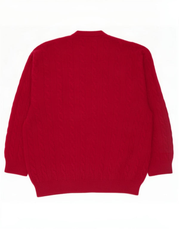 Vintage herre rund hals sweater XL rødbrun akryl