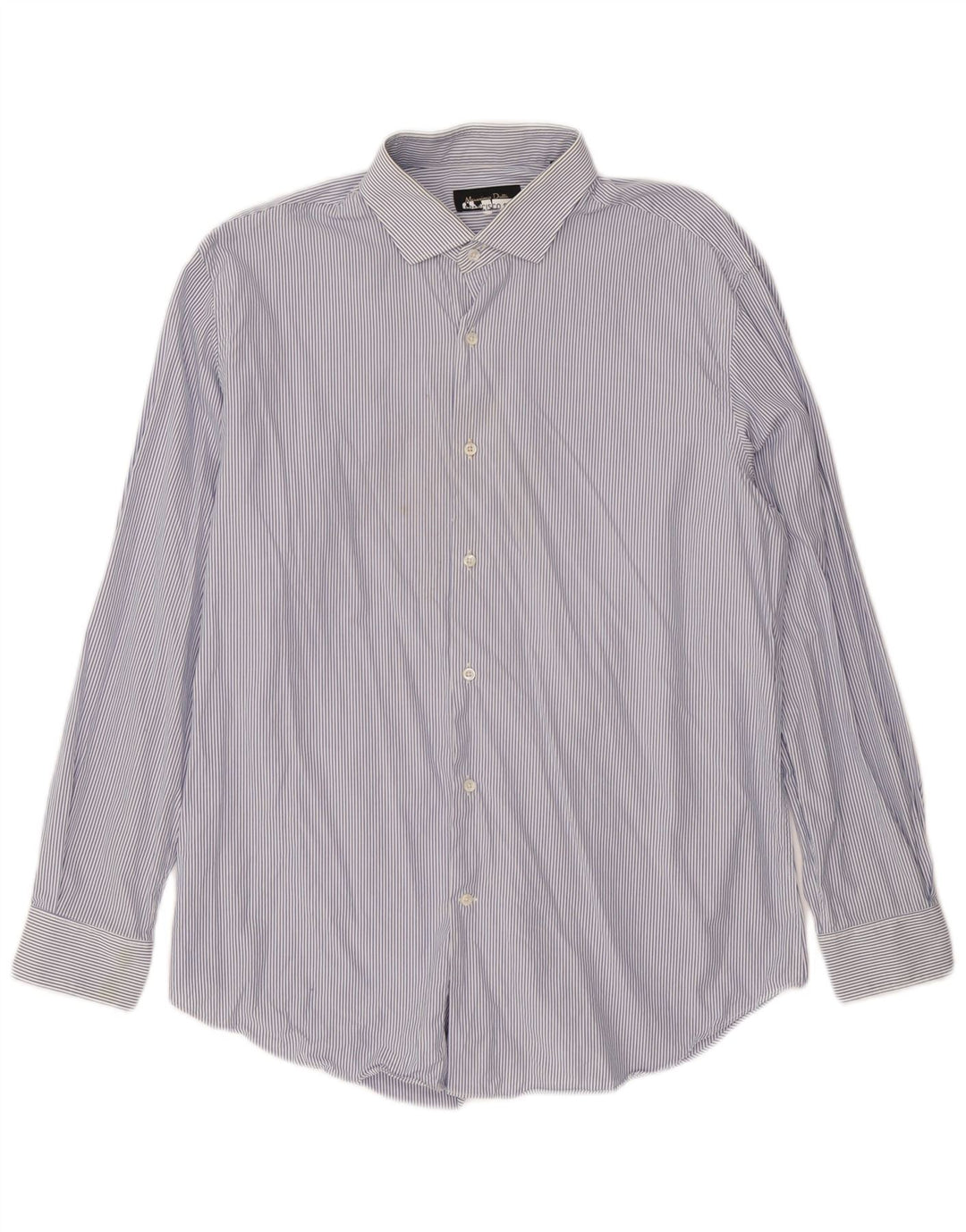 Massimo Dutti Mens Shirt Size 44 17 1/2 XL Blue Pinstripe