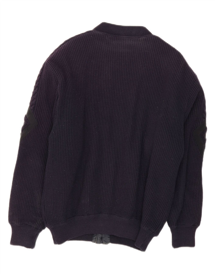 NAVIGARE Mens Knit Bomber Jacket UK 36 Small Navy Blue Vintage Navigare and Second-Hand Navigare from Messina Hembry 