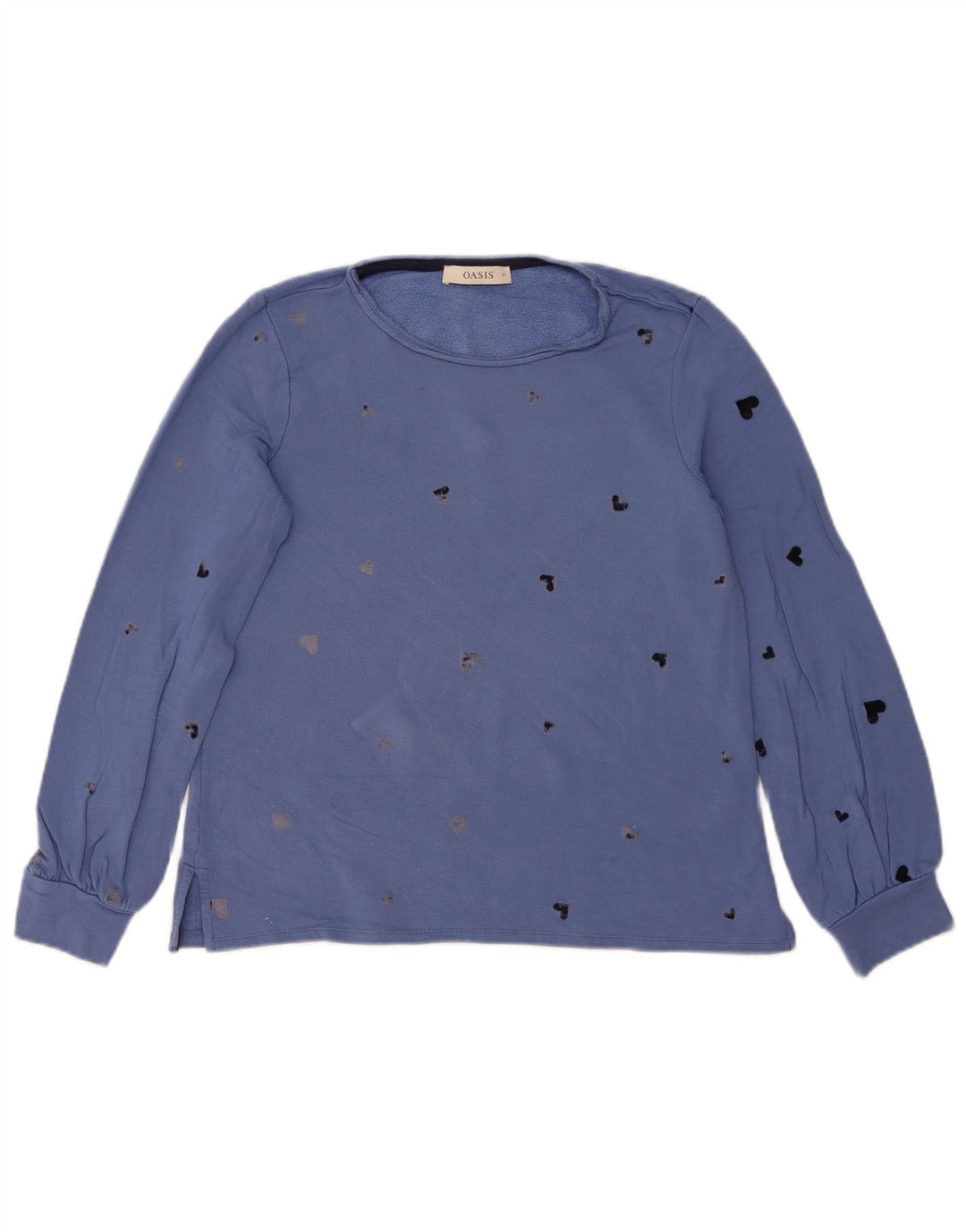 Oasis Womens Abstract Pattern Sweatshirt Jumper UK 12 Medium Blue Viscose