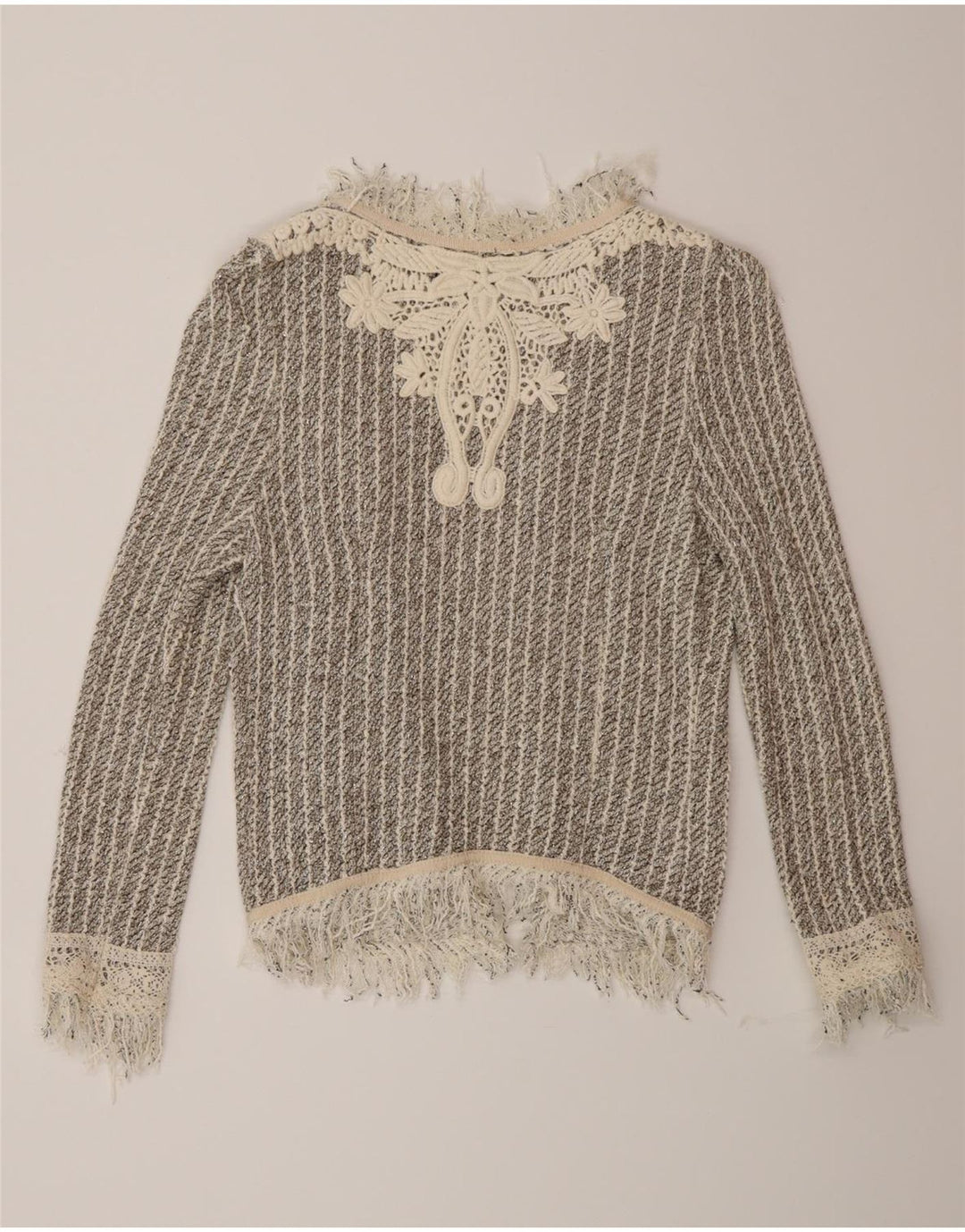 Maglione cardigan aperto da donna Zara UK 12 grigio medio a righe