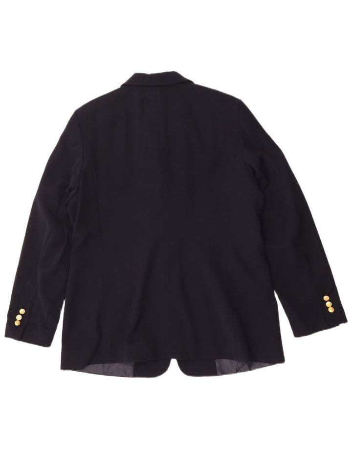 L.L.Bean Womens Regular Fit Blazer Jacket US 14 XL Navy Blue Polyester