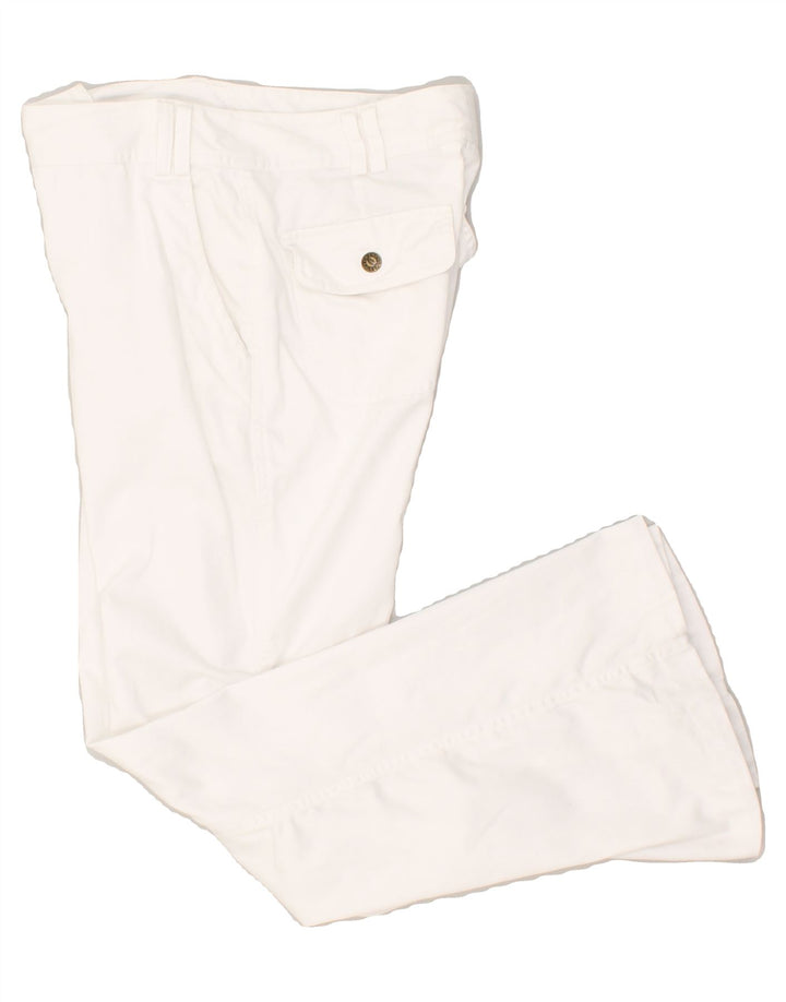 FLASH LIGHTS Womens Flare Casual Trousers US 6 Medium W27 L29 White Cotton | Vintage Flash Lights | Thrift | Second-Hand Flash Lights | Used Clothing | Messina Hembry 