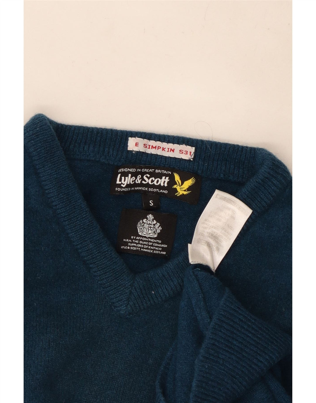 Lyle & Scott Womens V-Neck Jumper Sweater UK 10 Small Blue