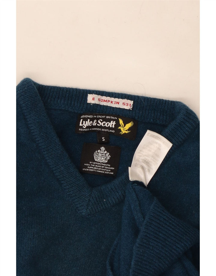 Lyle & Scott Womens V-Neck Jumper Sweater UK 10 Small Blue
