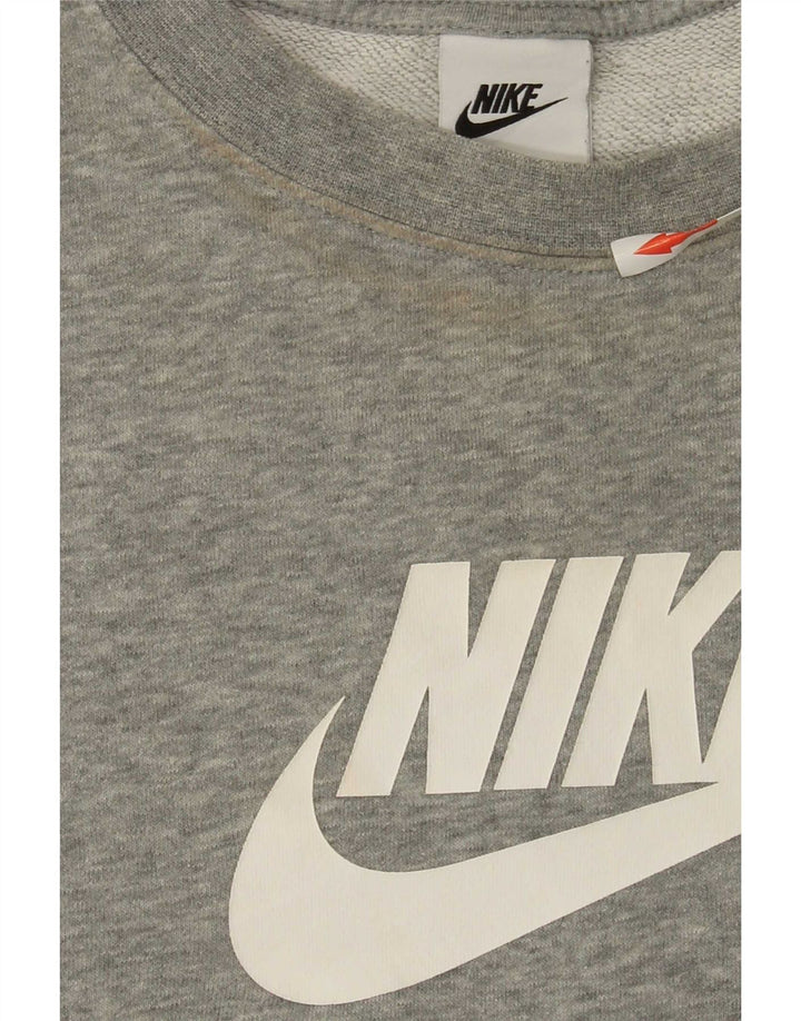 Nike Womens Graphic Oversized Sweatshirt Jumper UK 18 XL Grey Flecked