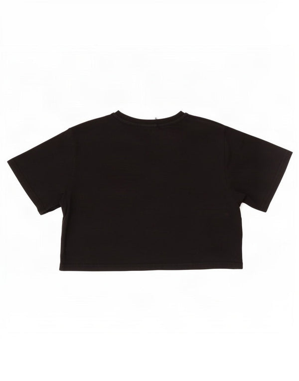 T-shirt grafica corta da donna Ellesse Top UK 10 piccola in cotone nero
