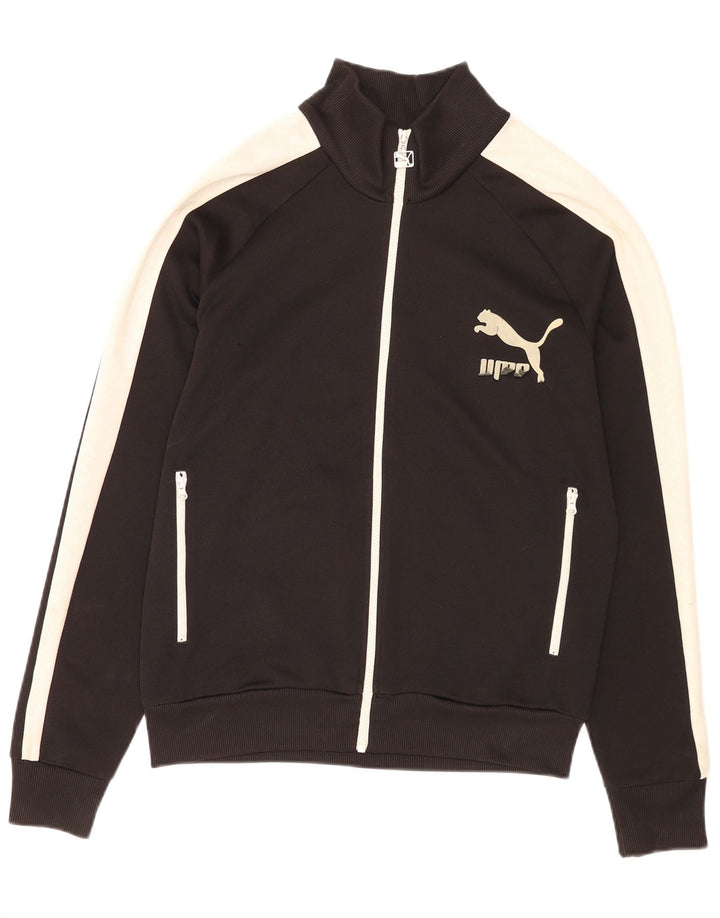 Puma Mens Graphic Tracksuit Top Jacket Large Black Colourblock Polyester