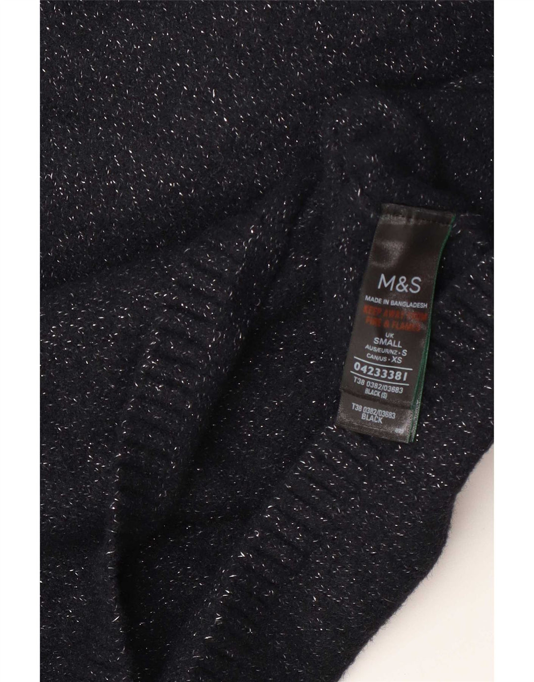Marks & Spencer Womens Turtle Neck Jumper Sweater UK 10 Small Black Flecked