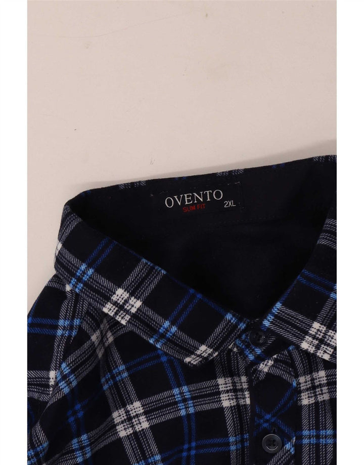 Camicia vintage da uomo in flanella 2XL a quadri blu
