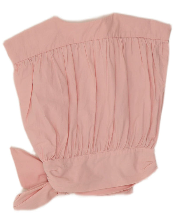 Zara Damen Ärmelloses Wickel-Crop-Top UK 10 Small Rosa Baumwolle