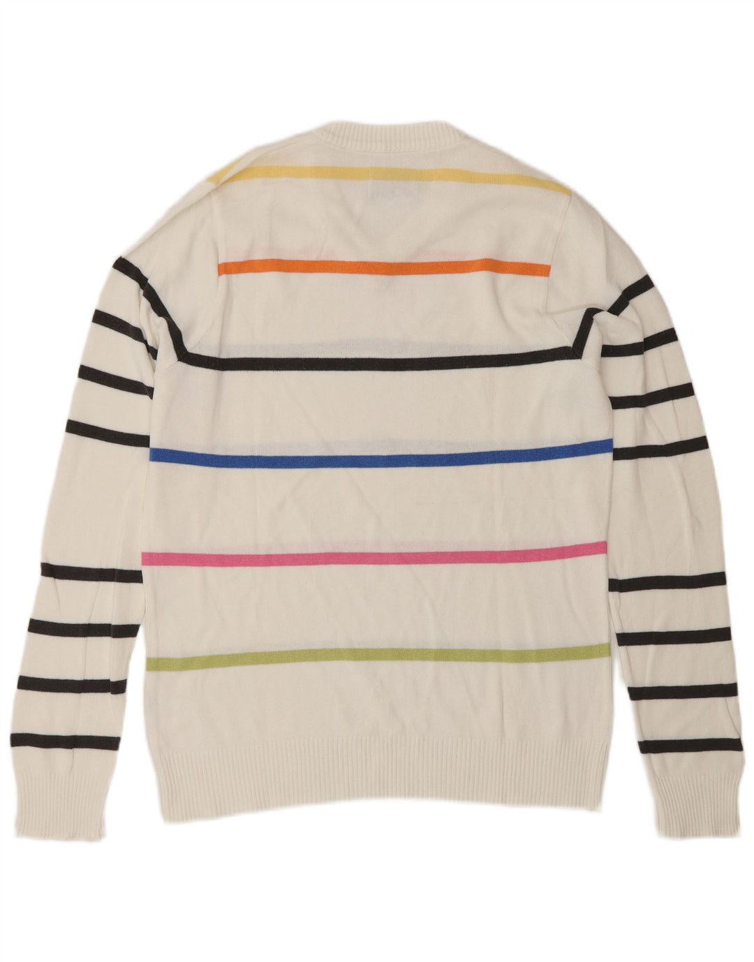 XDYE Mens V-Neck Jumper Sweater Medium White Striped