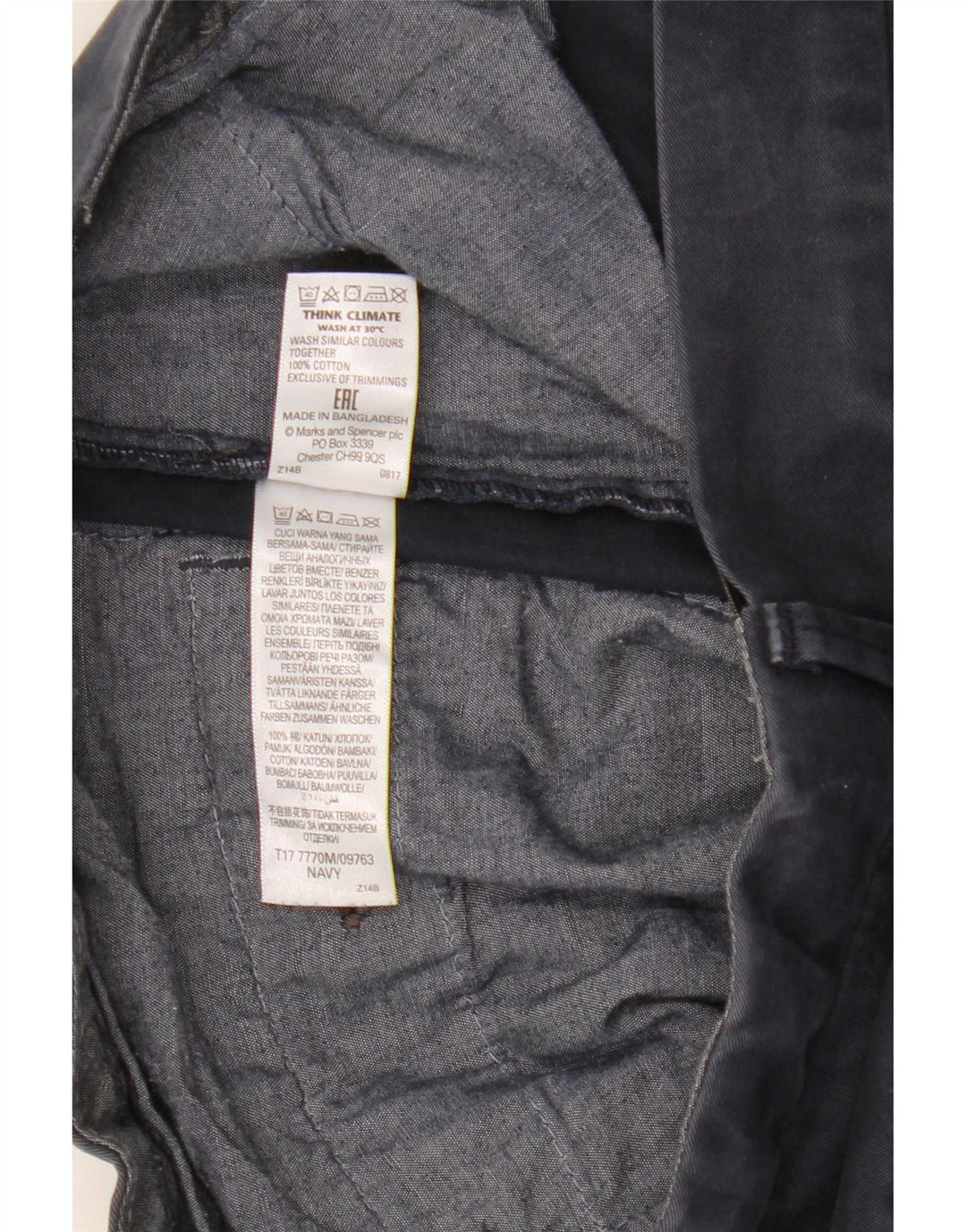 Marks & Spencer Mens Chino Shorts W32 Medium Navy Blue Cotton