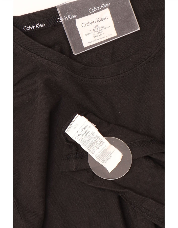 CALVIN KLEIN Mens Top Long Sleeve Large Black Cotton