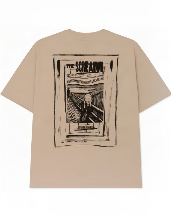 Jack & Jones Mens Graphic T-Shirt Top Large Beige Cotton