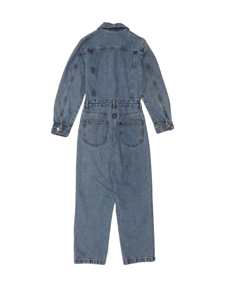 Zara Womens Denim Jumpsuit UK 10 Small Blue Cotton