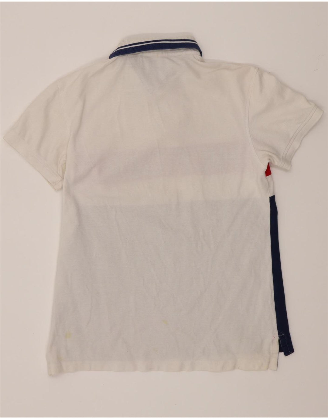 Tommy Hilfiger Mens Graphic Custom Fit Polo Shirt Medium White Colourblock