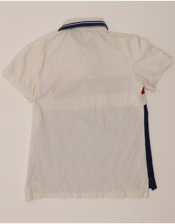 Tommy Hilfiger Mens Graphic Custom Fit Polo Shirt Medium White Colourblock