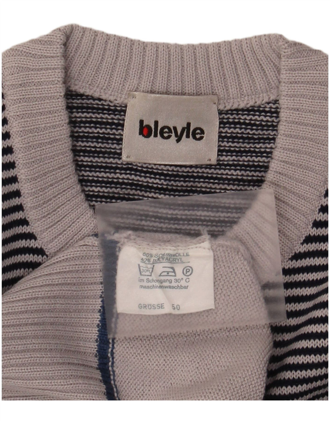 Maglione maglione girocollo da uomo Bleyle EU 50 Poliacrilico a righe grigio medio