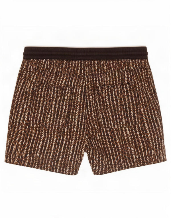 Marks & Spencer Freizeitshorts für Damen UK 12 Medium W32 Braun gestreiftes Leinen