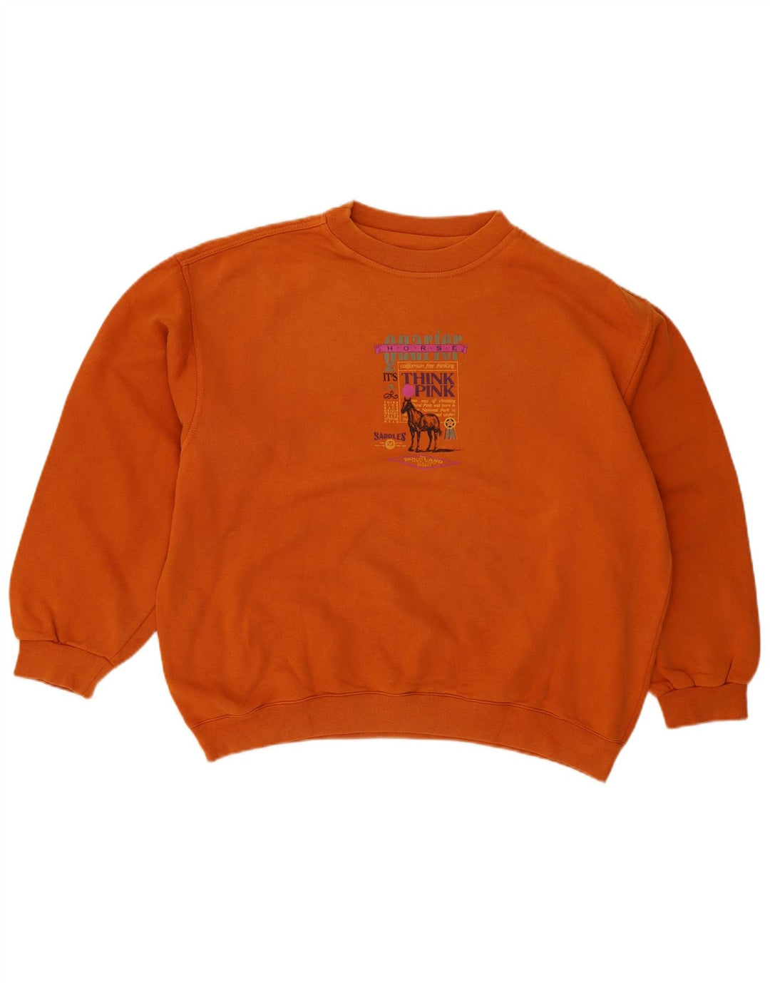 Think Pink Sweat-shirt graphique surdimensionné pour femme UK 16 Large Orange