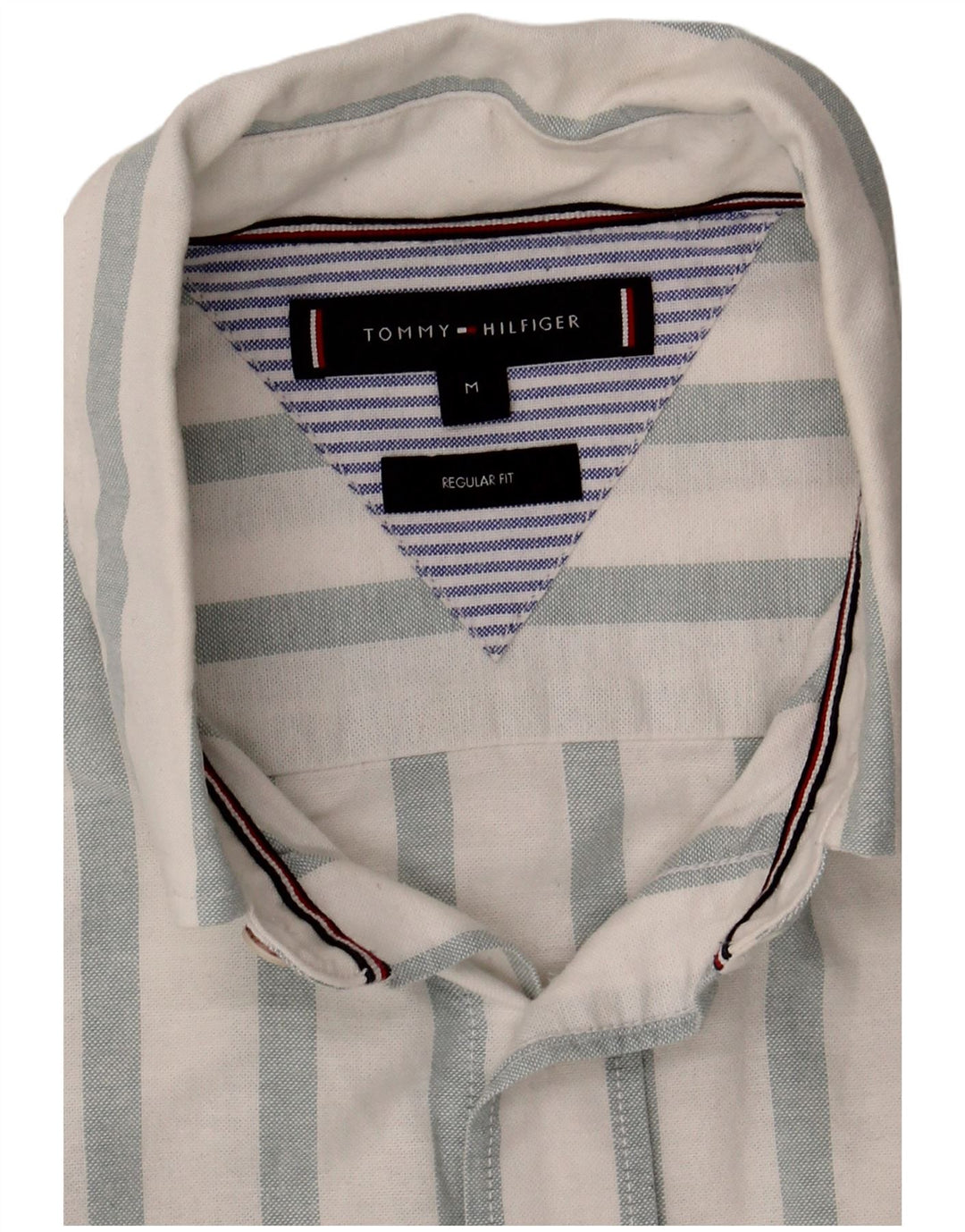 Tommy Hilfiger Mens Regular Fit Shirt Medium White Striped Cotton