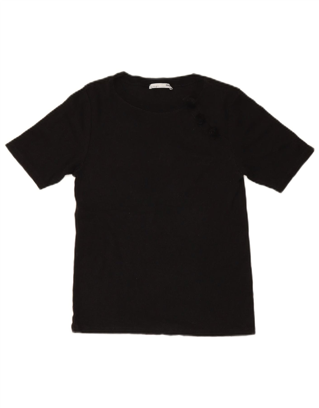 Zara Womens Graphic T-Shirt Top UK 14 Large Black