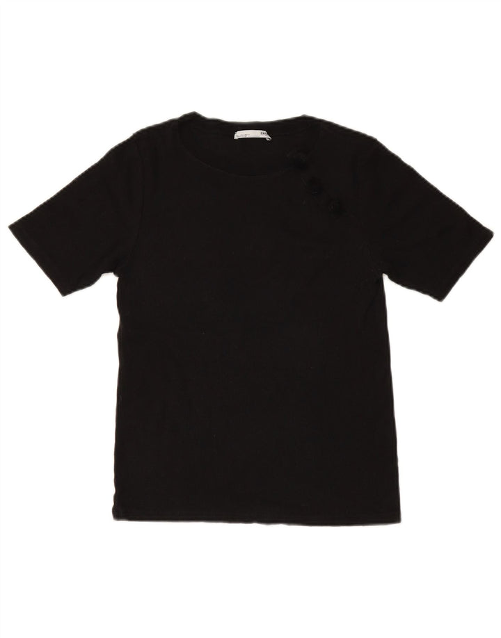Zara Womens Graphic T-Shirt Top UK 14 Large Black