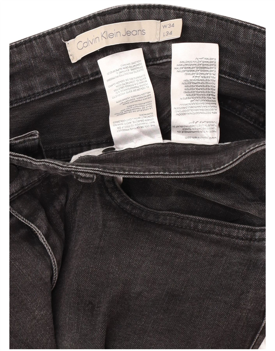 Calvin Klein Mens Slim Jeans  W34 L28 Grey Cotton